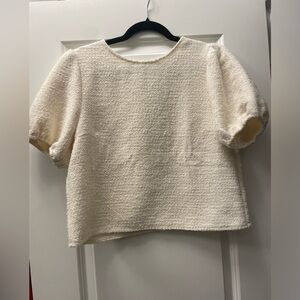 She + Sky Cream Textured Blouse